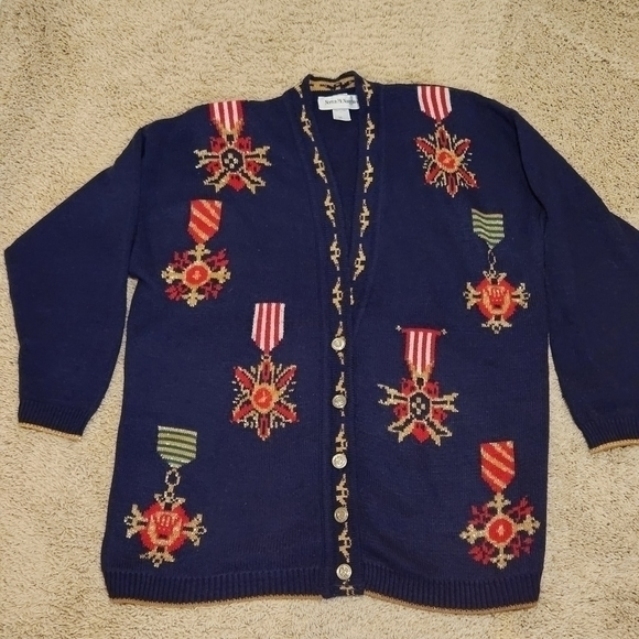 VTG Norton McNaughton Decorative Holiday Christmas Sweater Nautical Shoulder pad - Picture 1 of 9